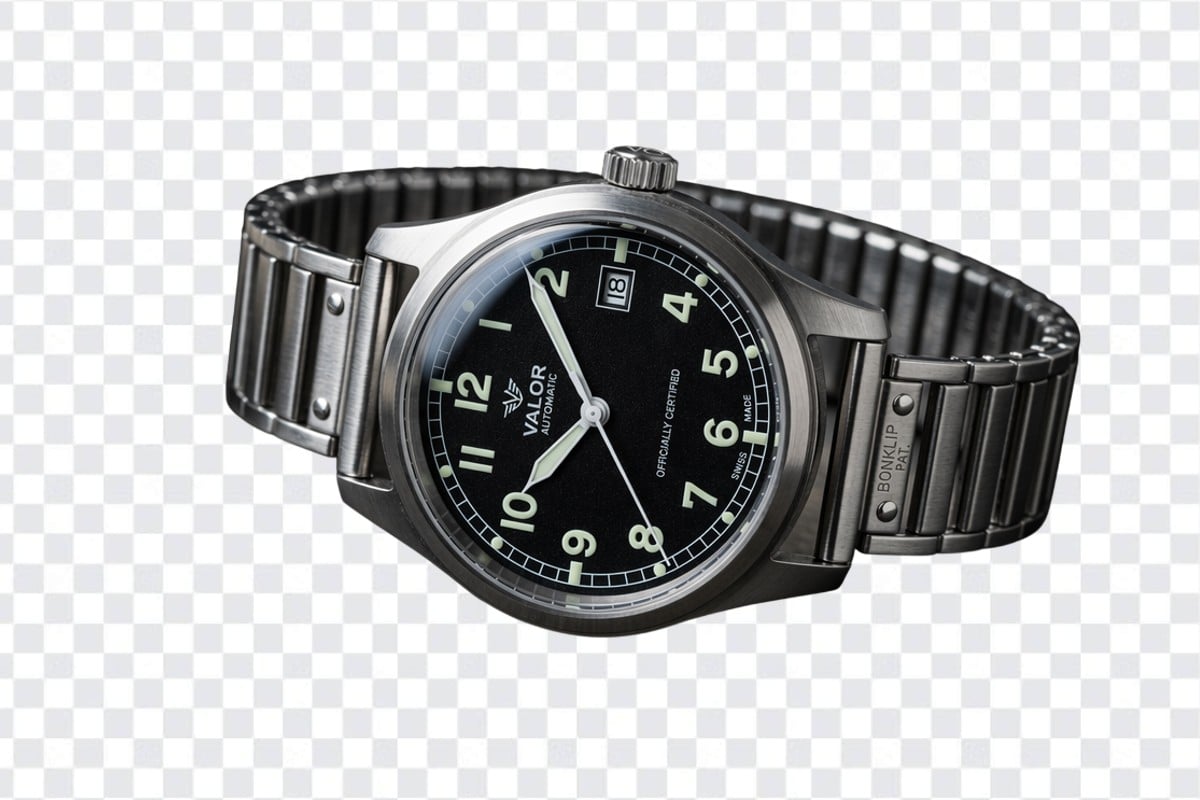 A watch image with a transparent background after removing the black background using ai