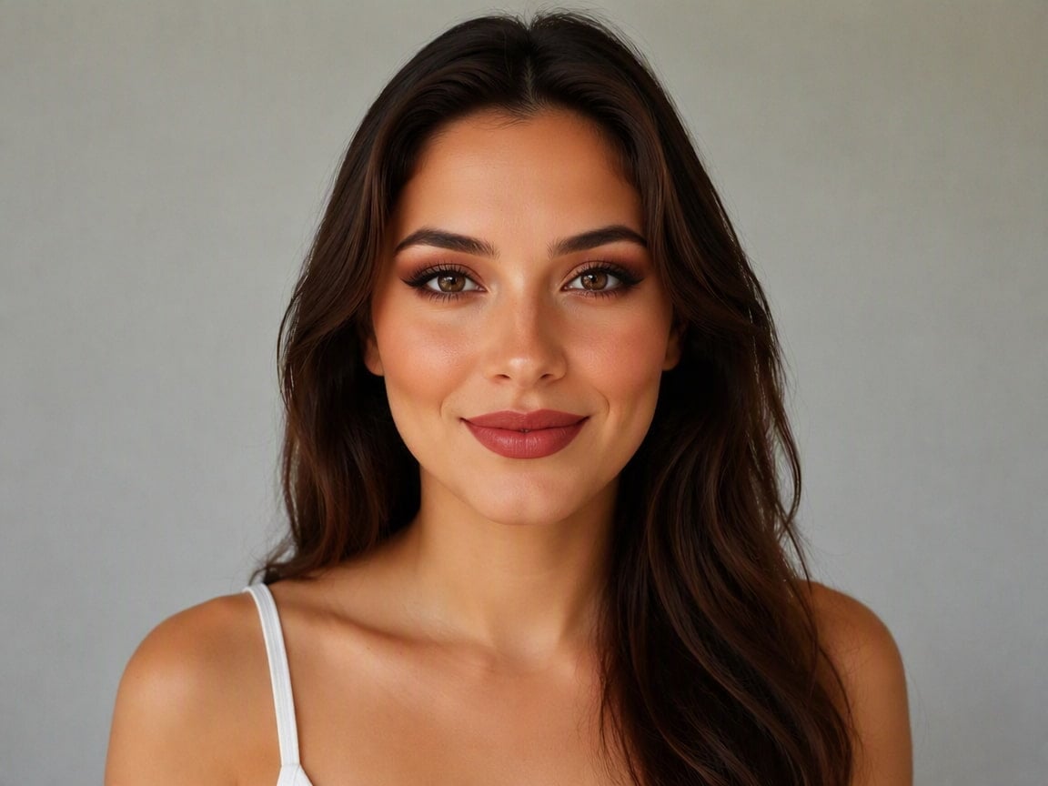 A woman with an ai generated makeup look created by fotor ai makeup generator