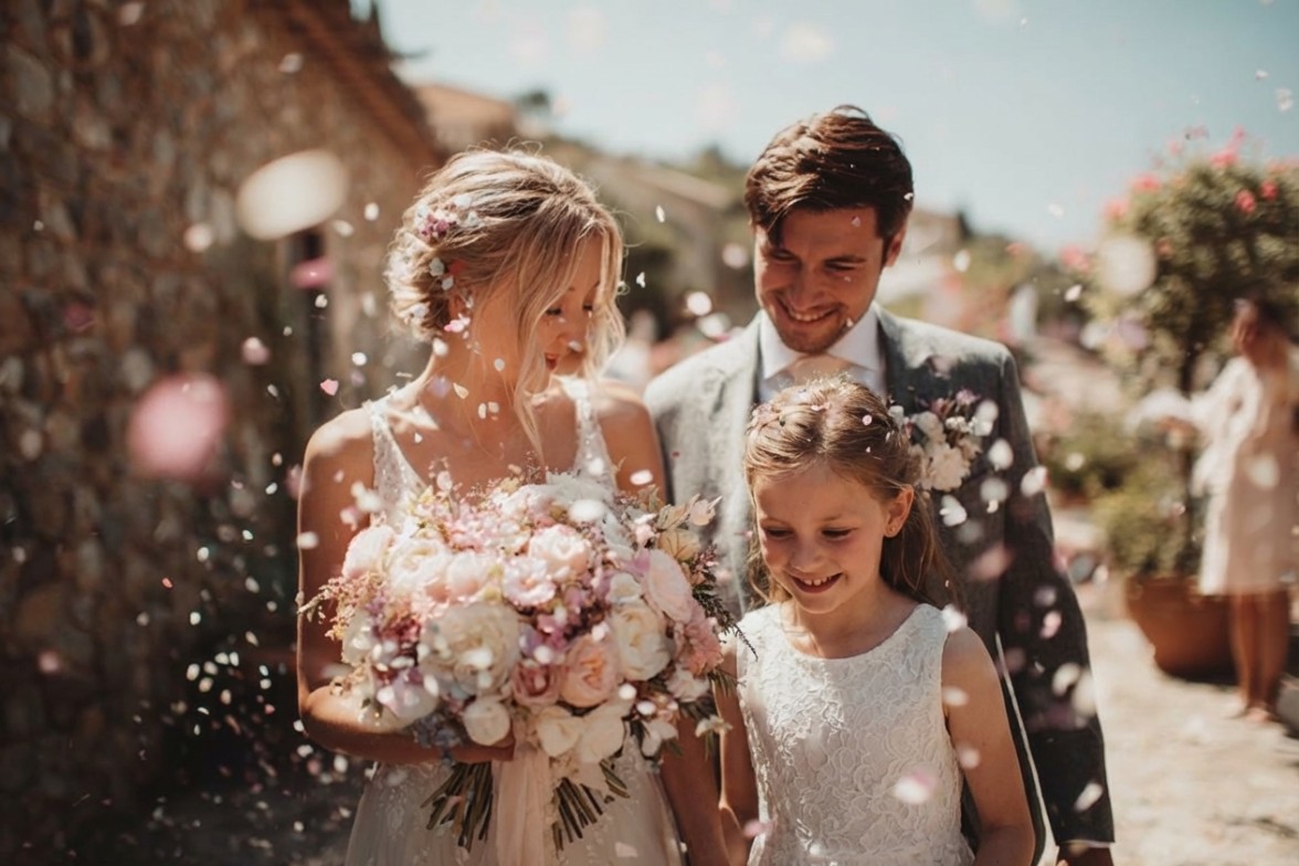 After image showing that add a little girl to a happy couple photo