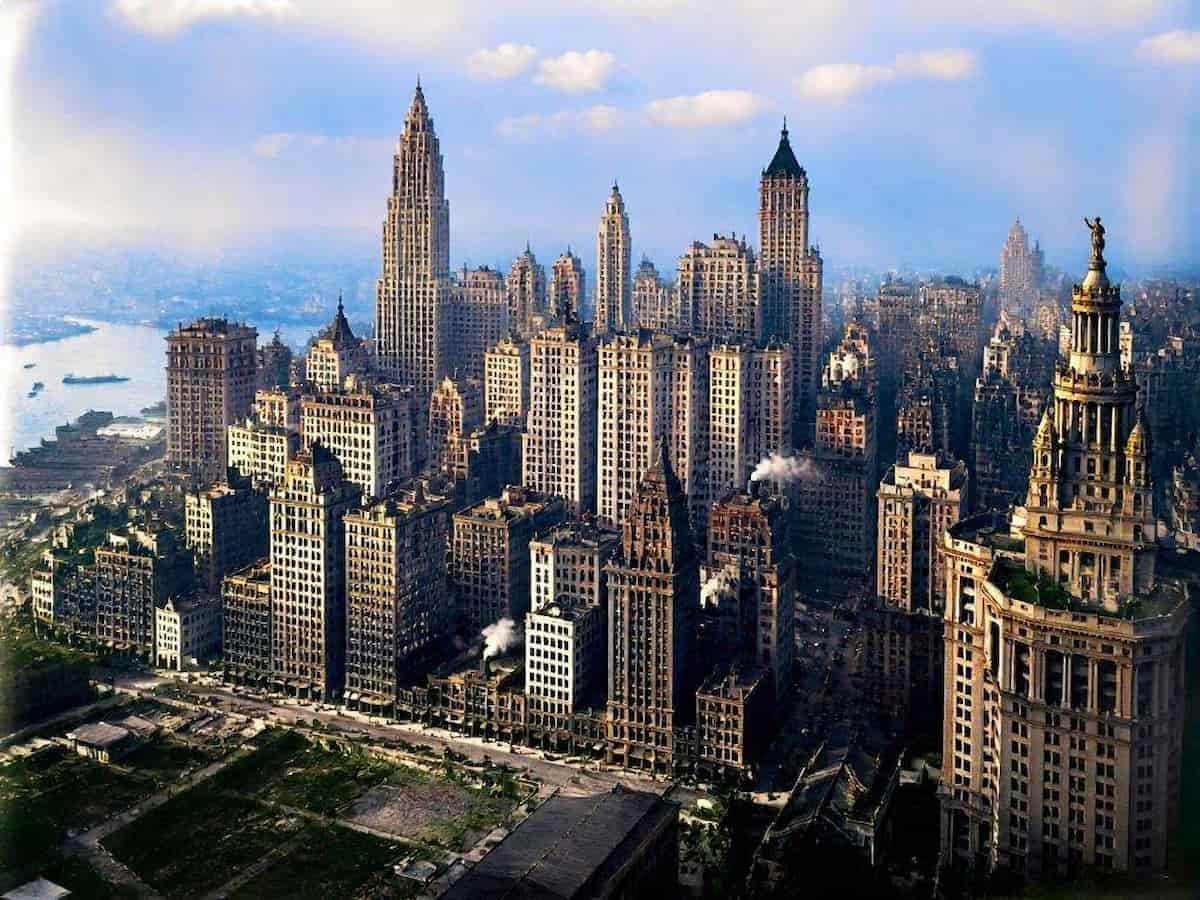 An ai colorized city architecture photo
