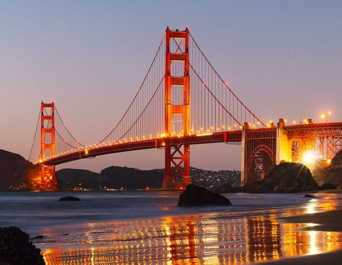 An ai denoised photo of a bridge at night