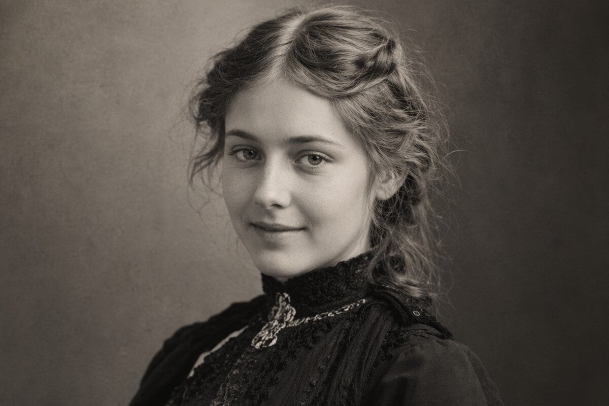 An ai restored high quality old photo of a woman