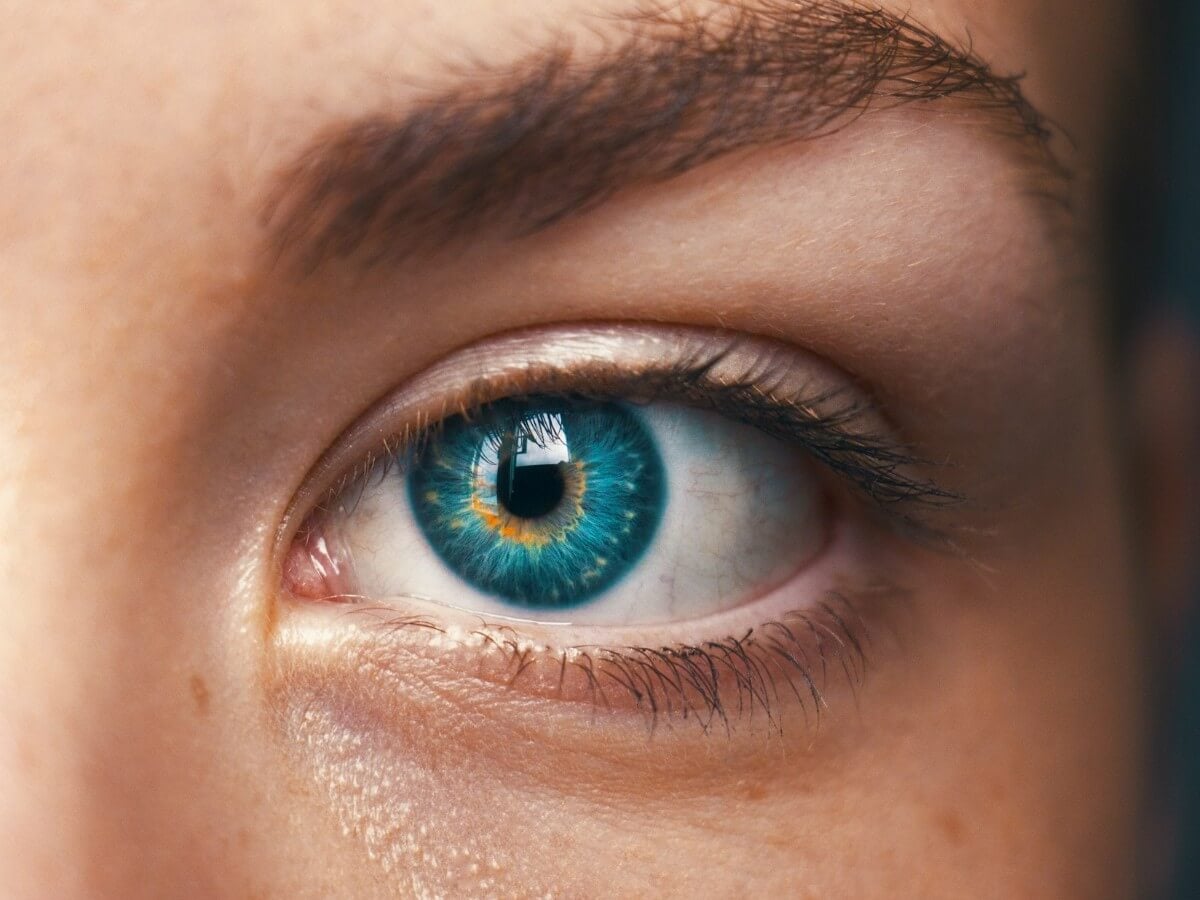 An ai sharpened close up image of an eye with enhanced details