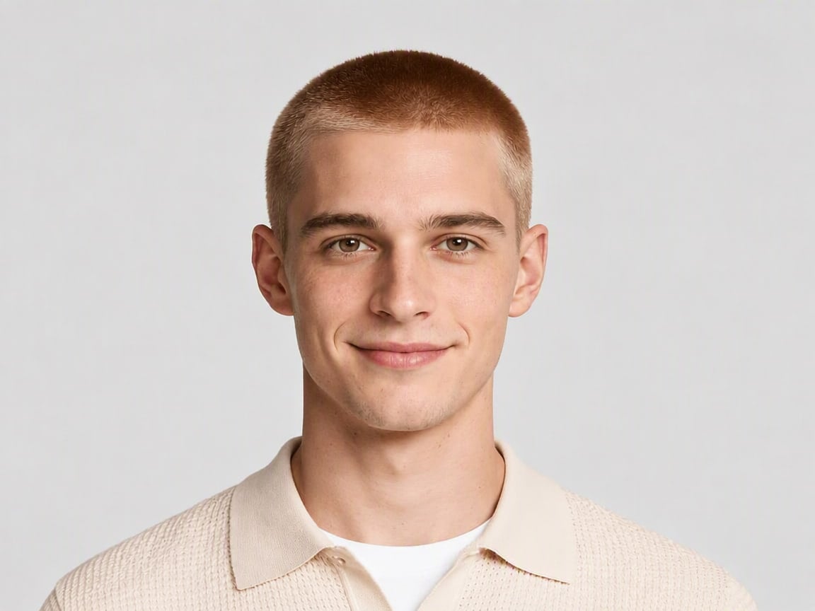 An effect image of a handsome man with a fade buzz cut