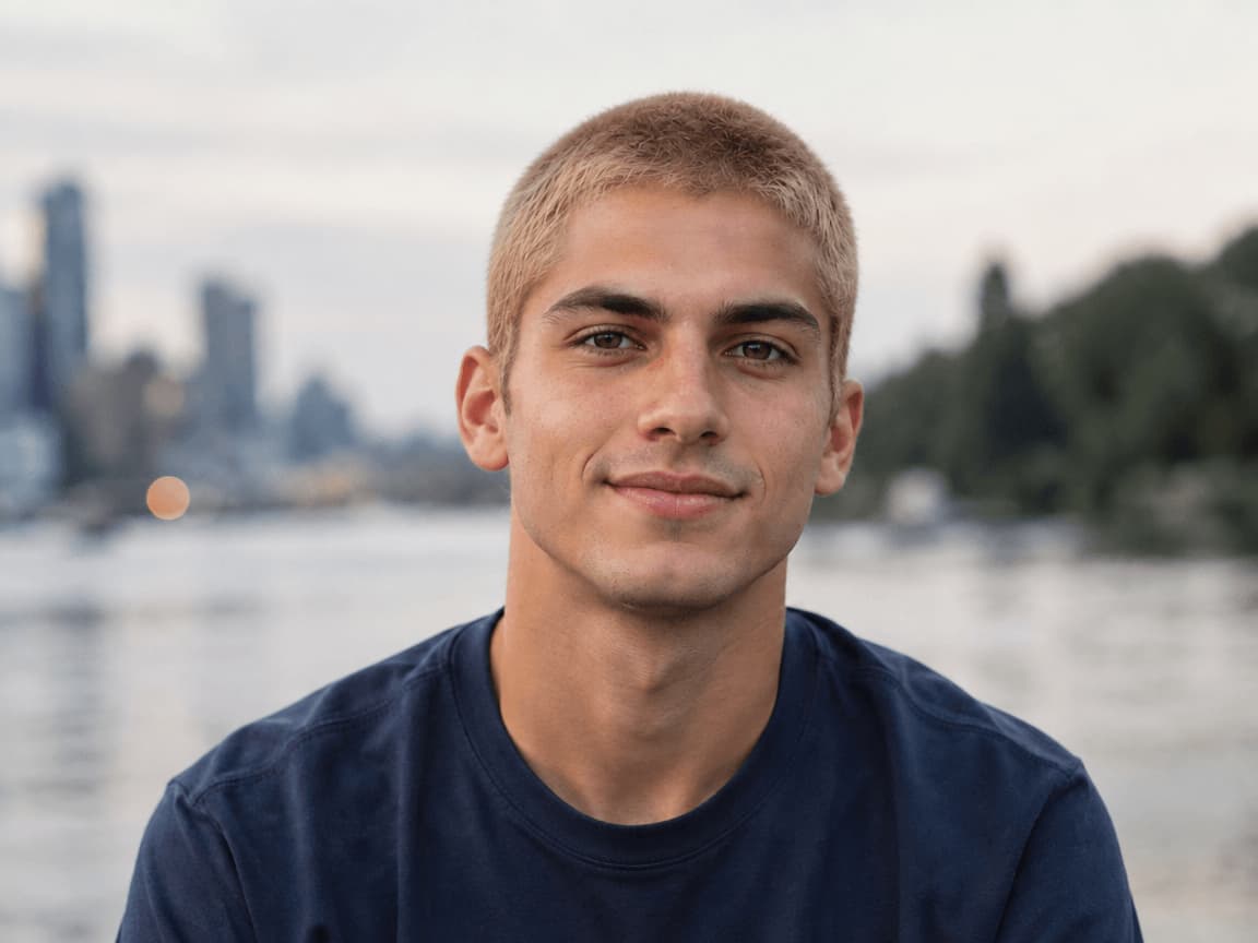 An effect image of a handsome man with platinum blonde hair