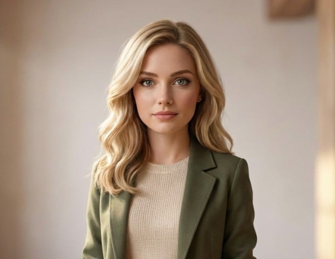 An image of a woman converted from 3d anime to real