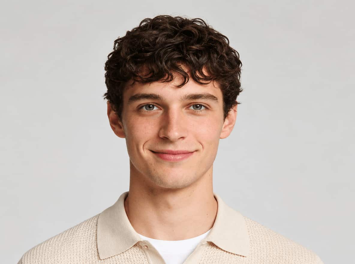 An original image of a handsome man with curly hair