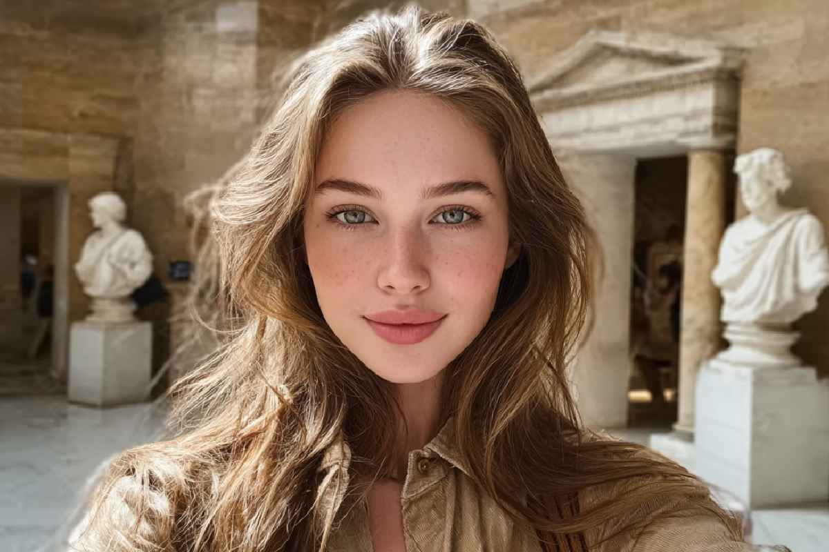 An original photo of a woman traveling taking a selfie