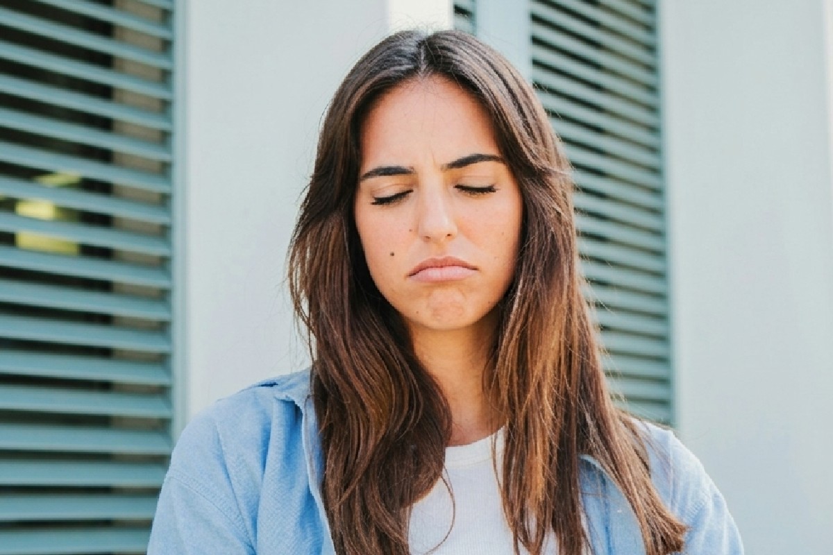 Before image showing a woman with an awkward expression