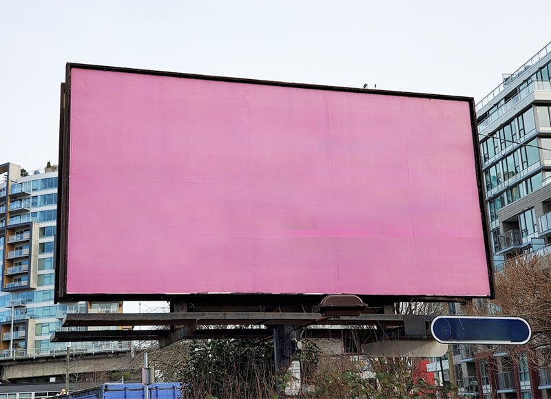 Blank pink billboard without text and ads