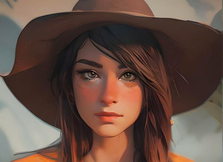 Cartoon female wearing a hat portrait