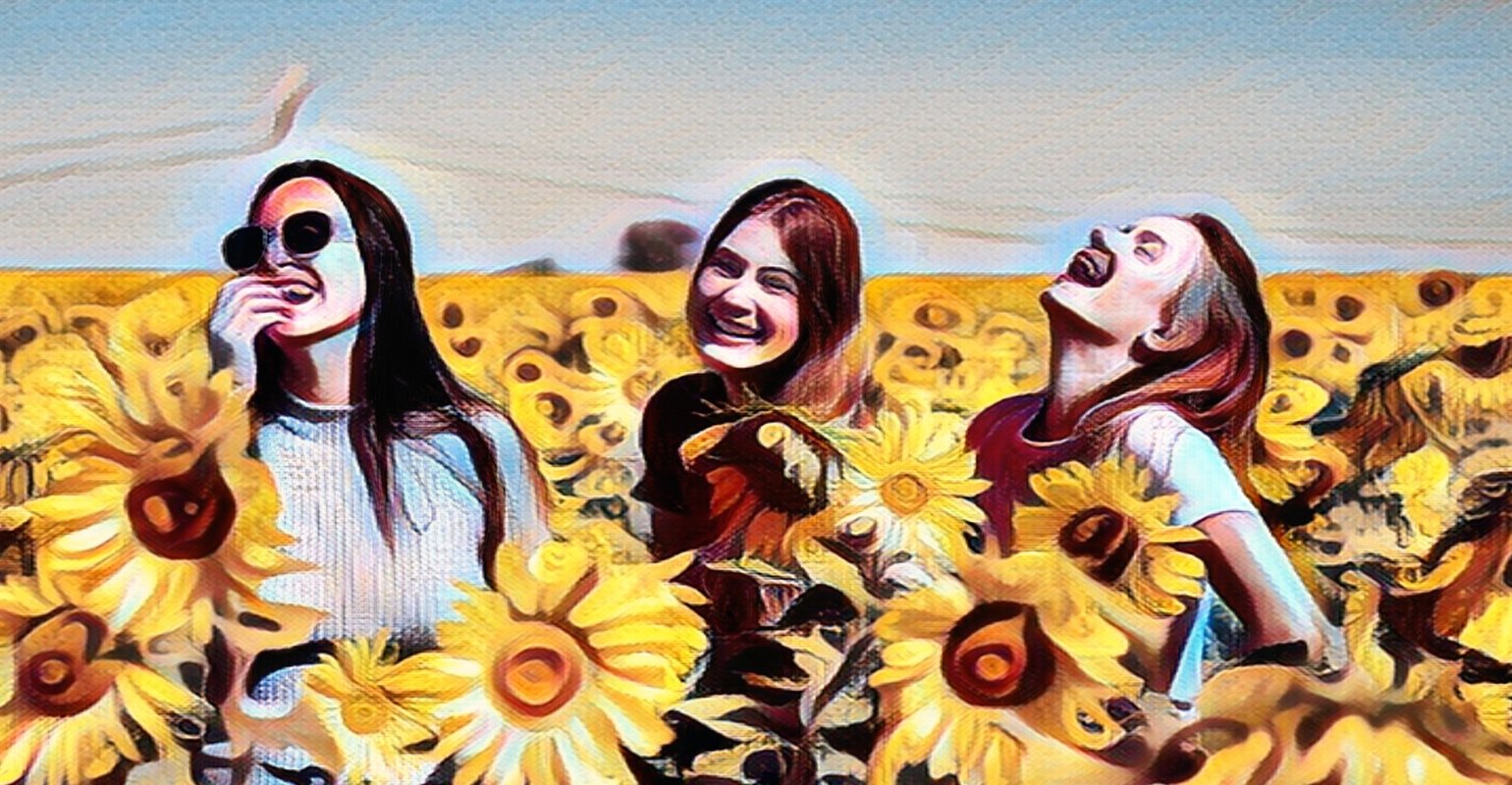 Convert three girls photo to pop art effect with fotor