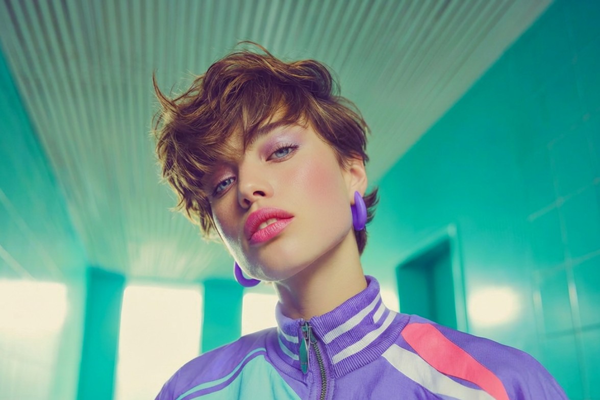 Ein Porträt einer Frau mit kurzen Haaren