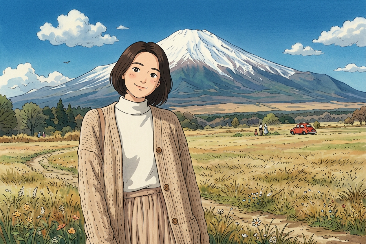 ジブリ風の麦穂の中の少女