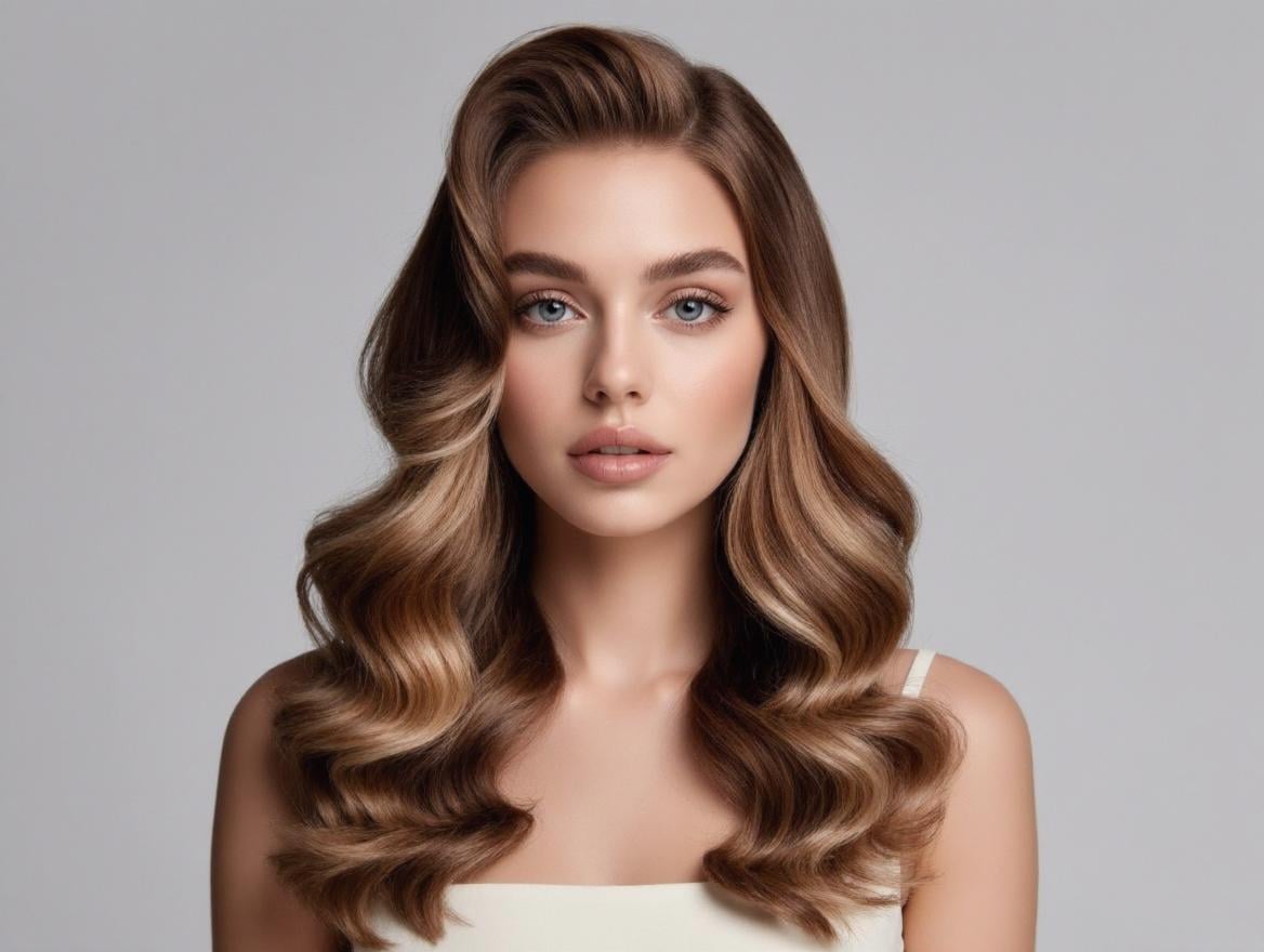A woman with amber glow old hollywood hairstyle after using Fotor AI hairstyle changer