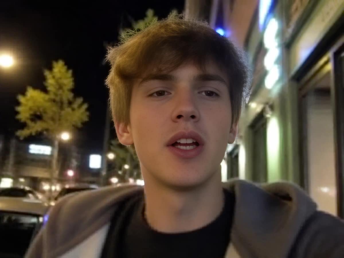 High quality video of a handsome man taking a selfie after ai upscaling