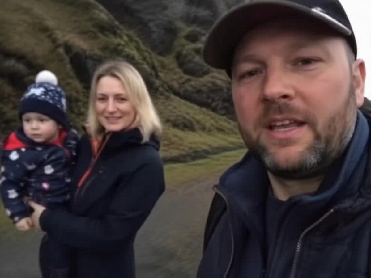 Low quality video of a family trip selfie