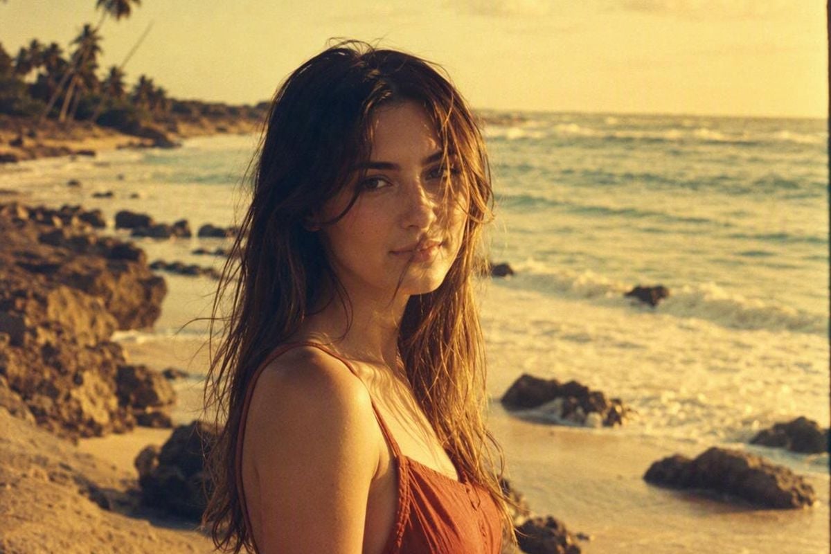 Original female portrait photo with a vintage filter