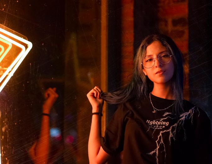 Original photo of a girl wearing glasses