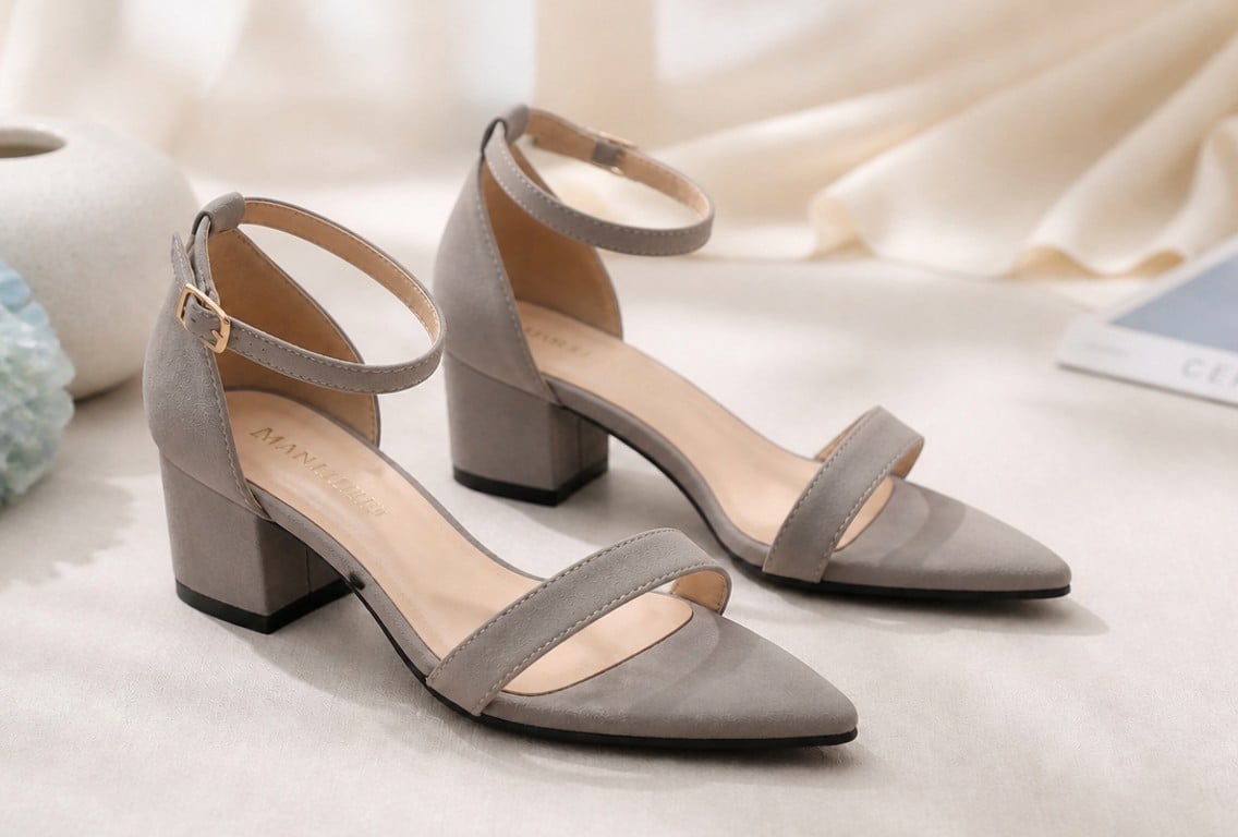 Recolor an image of a pair of grey highheel