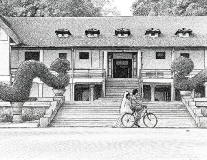 Sketch version of a village view