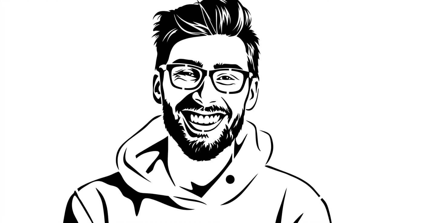 Stencil version of a smiling man