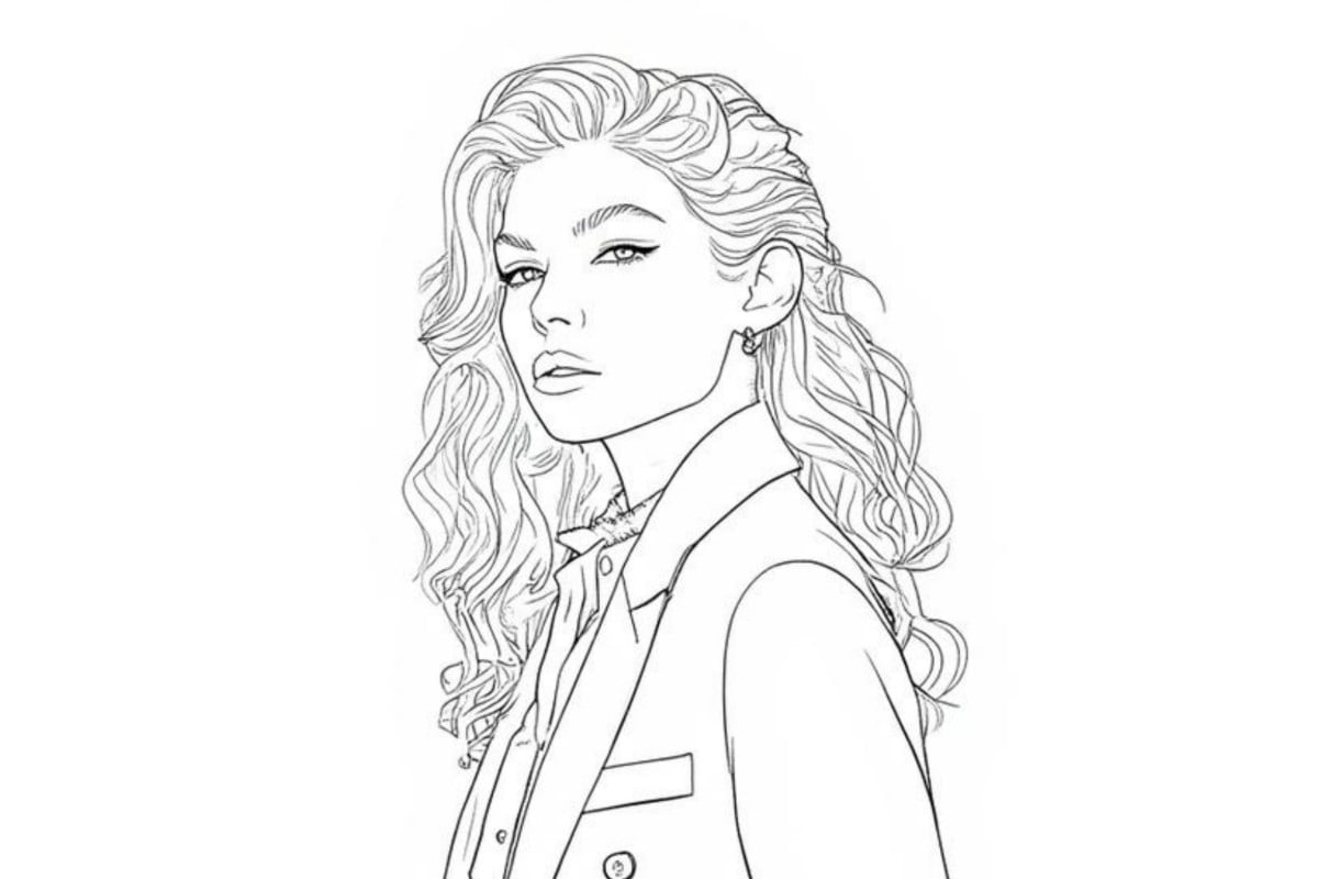 The after effect of turning a womans portrait into a coloring page