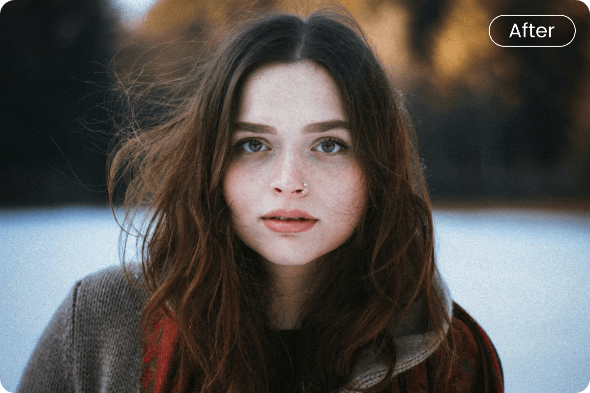 Effet après l’utilisation de Fotor pour corriger les yeux fermés d’une fille sur une photo