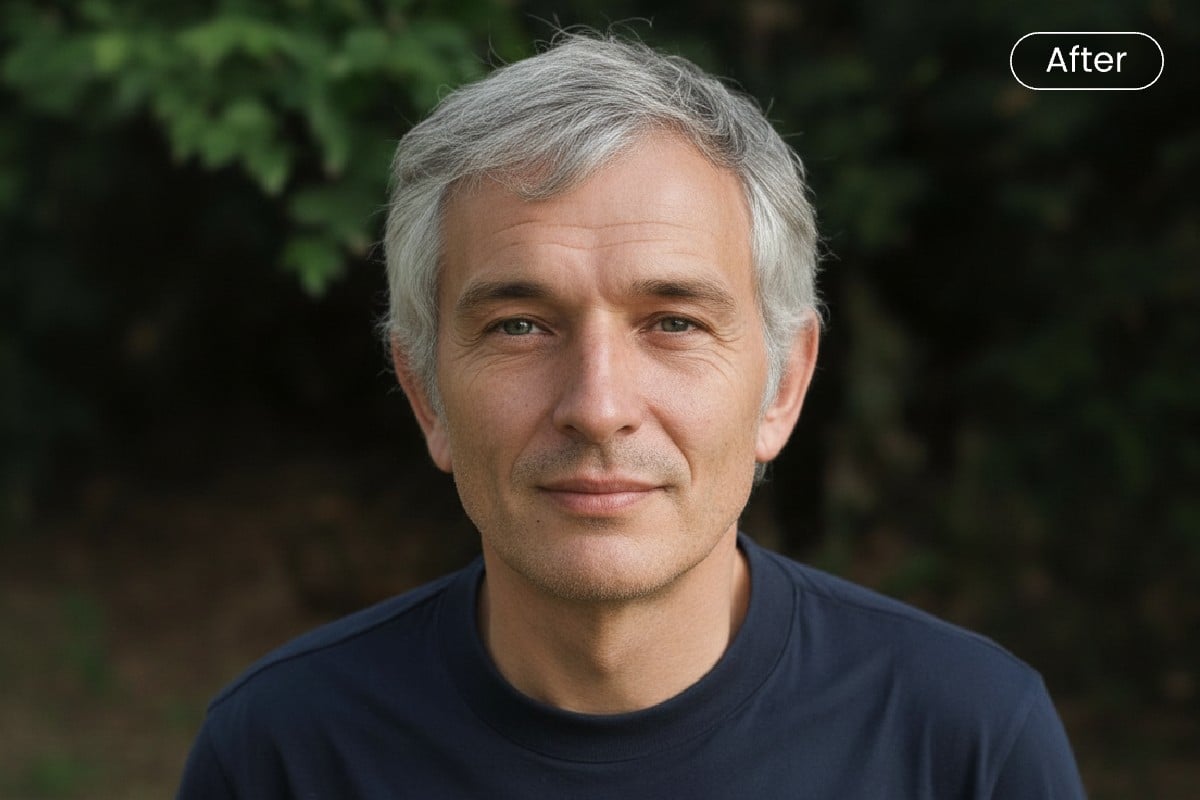 The age filter effect applied to a mans photo