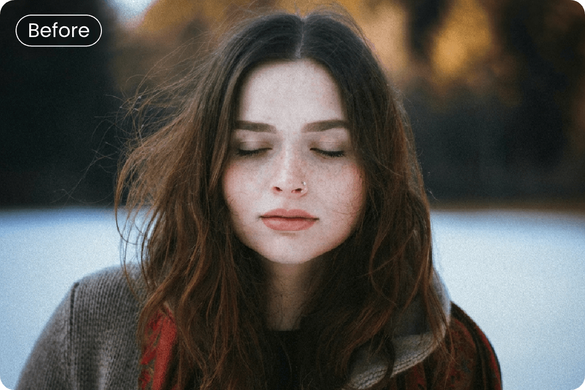 Effet avant l’utilisation de Fotor pour corriger les yeux fermés d’une fille sur une photo