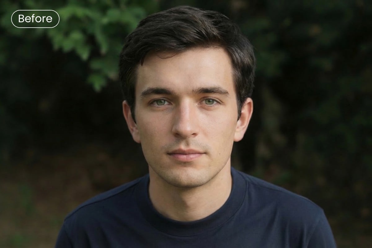 The orginal photo of a man in black t shirt