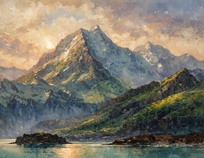 Watercolor version of a mount cview