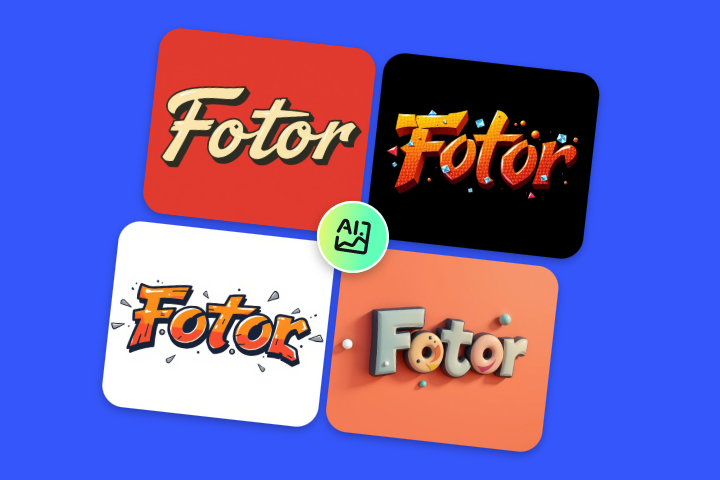 3d text feature page showing fotor in four styles