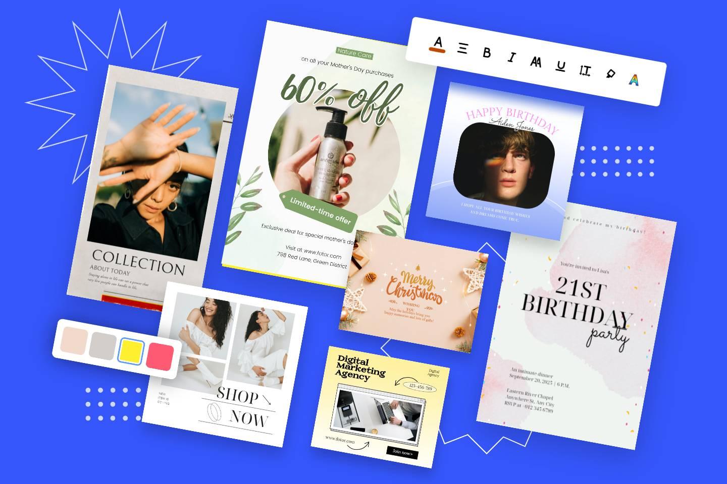 Crea diseños fácilmente con el diseñador gráfico en línea gratuito de Fotor