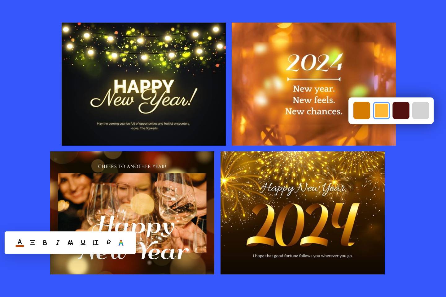 4 шаблона открыток с Новым годом в fotor