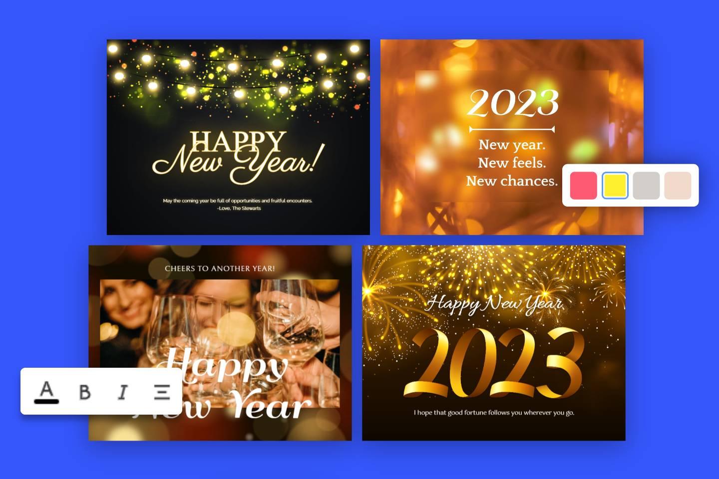Create Happy New Year Cards Online for Free with Fotors New Year Card Maker