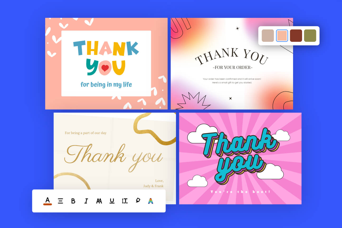 Customize thank you cards with Fotors thank you card maker