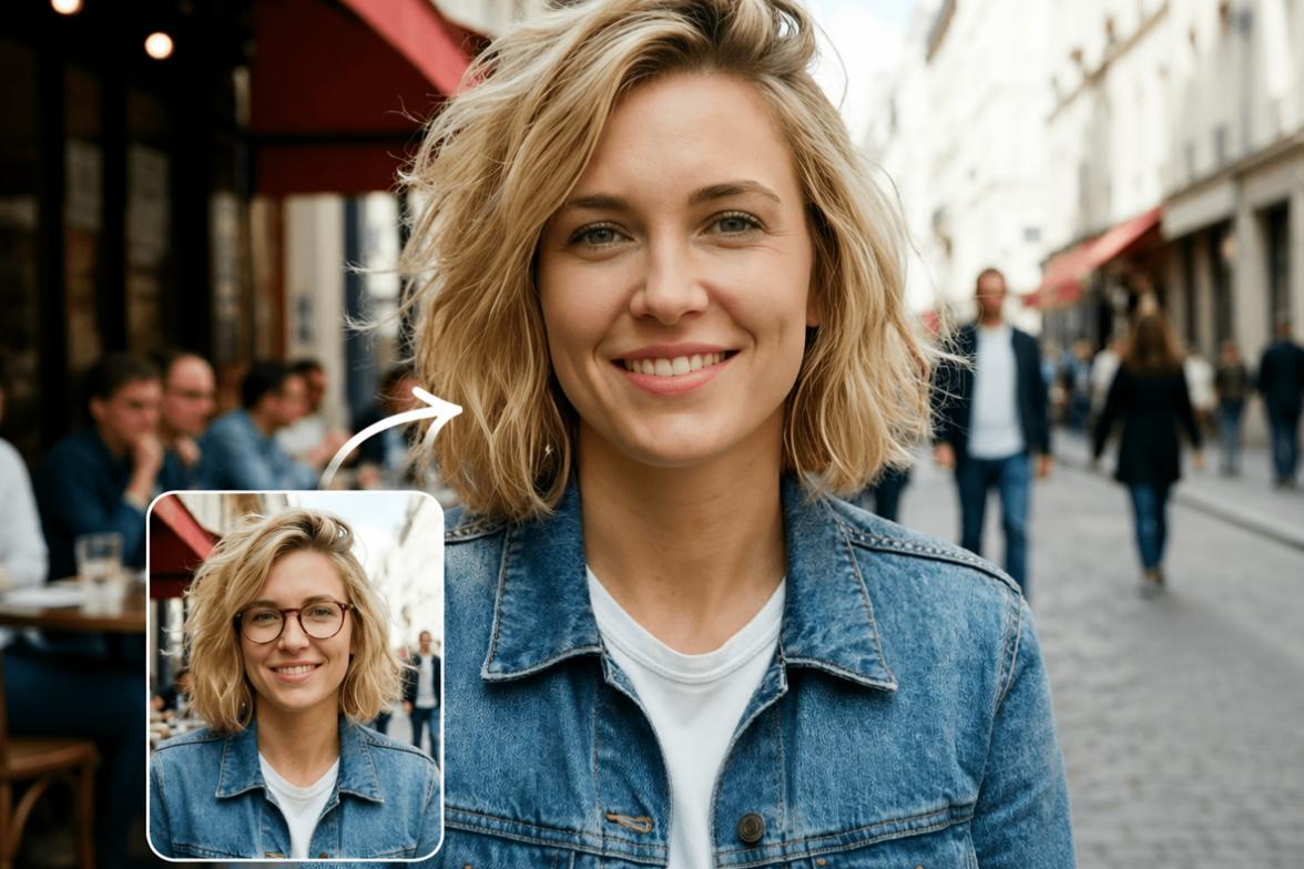 Enlever des lunettes sur une photo en ligne avec l IA