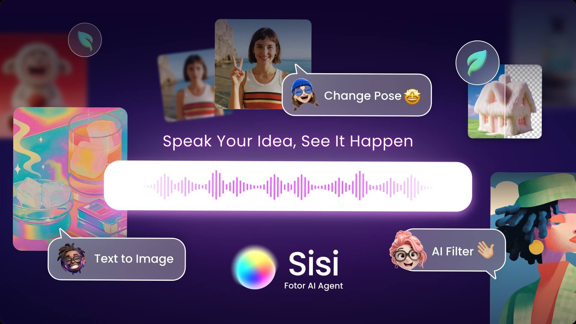 Fotor AI assistant for visual content creation and design