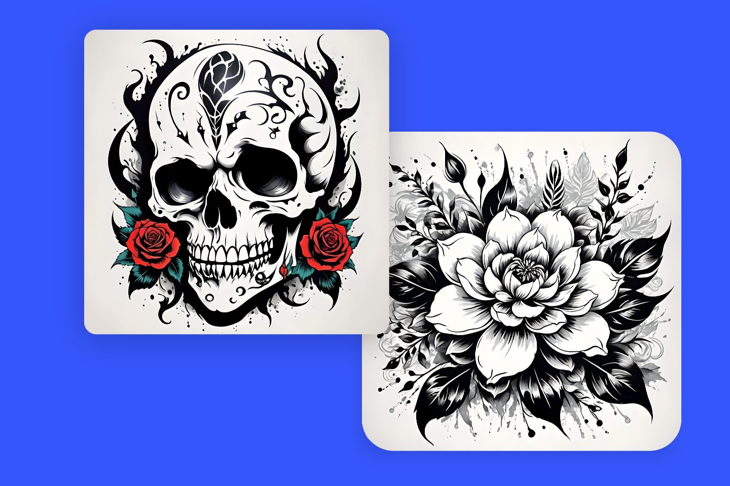 Generate skull and flower tattoo using fotor ai tattoo generator