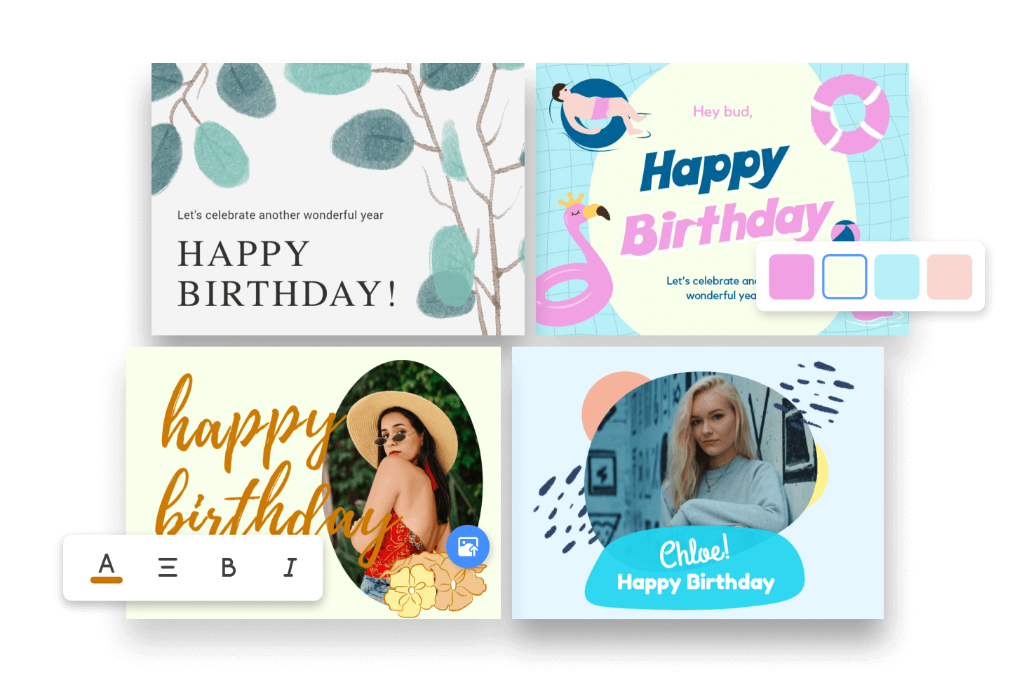 Haz varias tarjetas de cumpleaños con fotor card maker