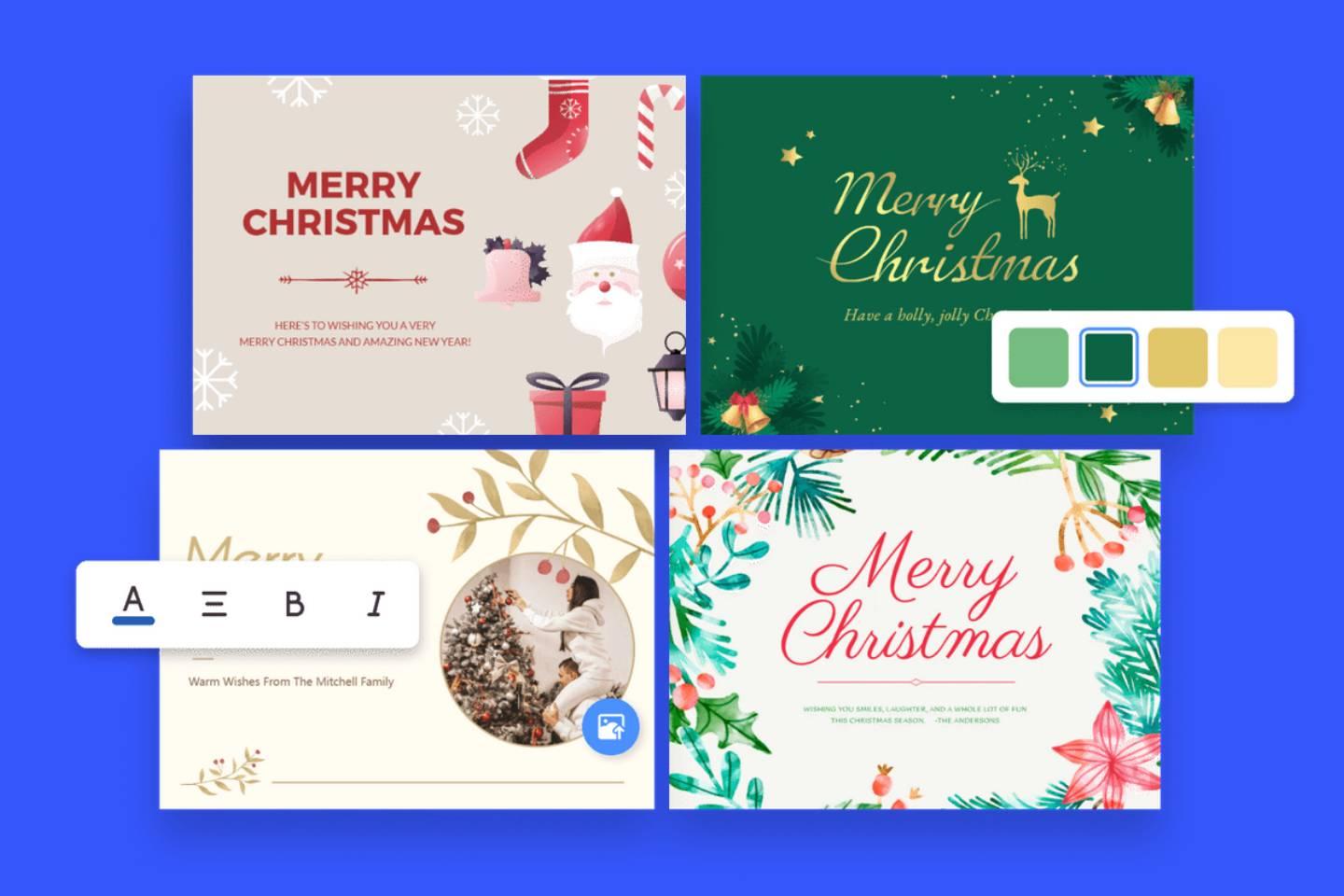 Make Christmas cards online for free with Fotor's Christmas card maker