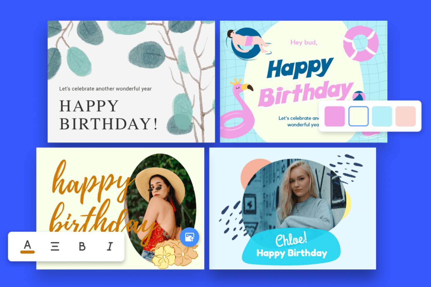 Make birthday card design online easily with Fotor birthday card maker