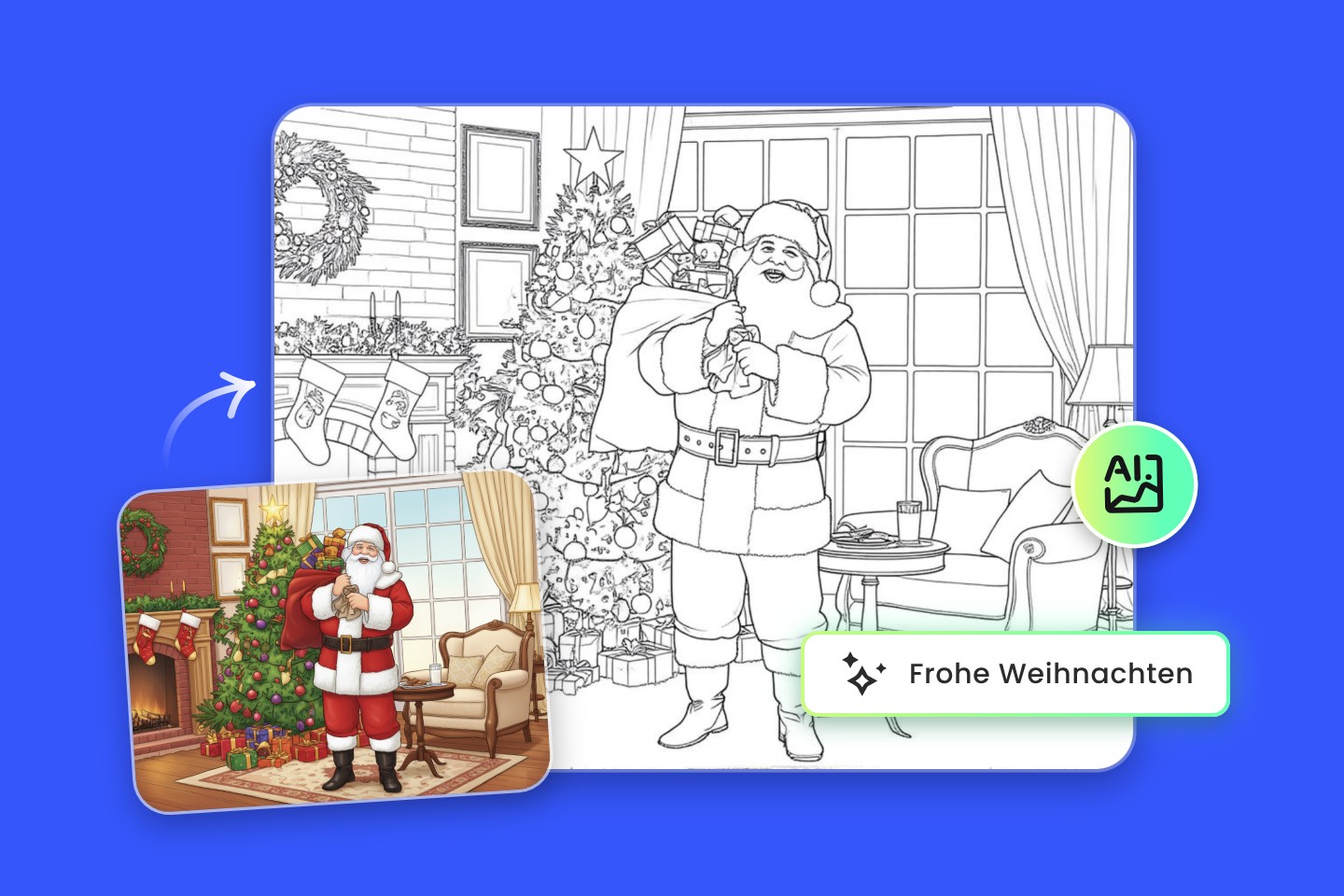 Online kostenlos Ausmalbilder zu Weihnachten mit Fotor erstellen