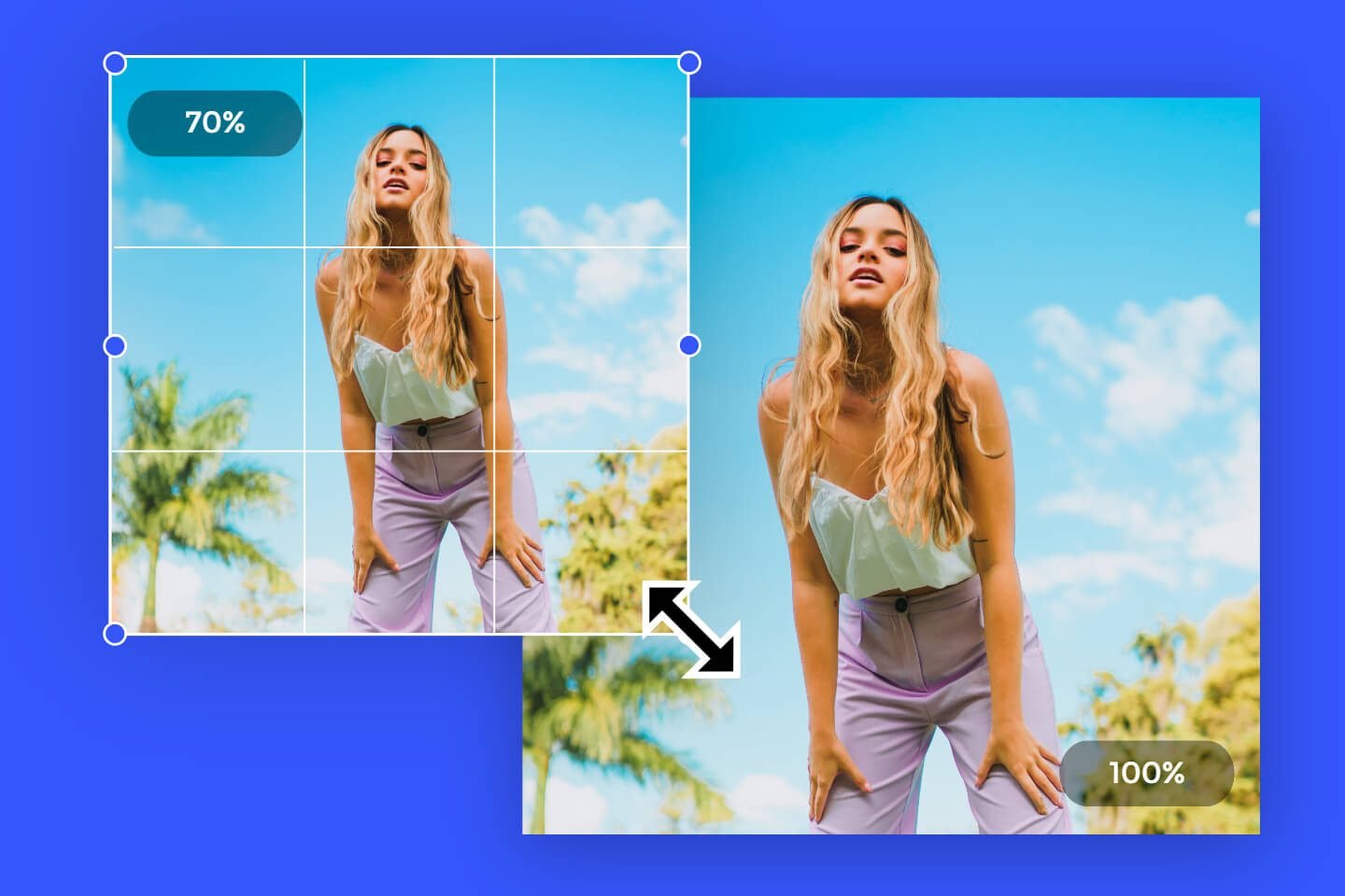 Scale a girl's image in seconds with Fotor's free online image scaler