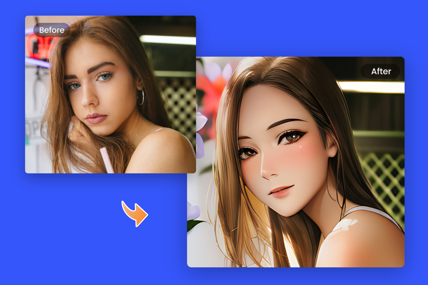Transformez une photo de fille en anime avec le filtre manga AI dans Fotor