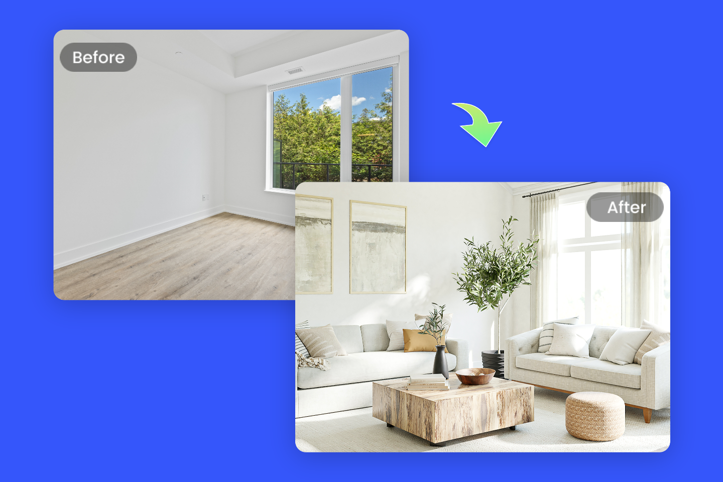 Use fotor ai interior deisgn tool to redesign the living room