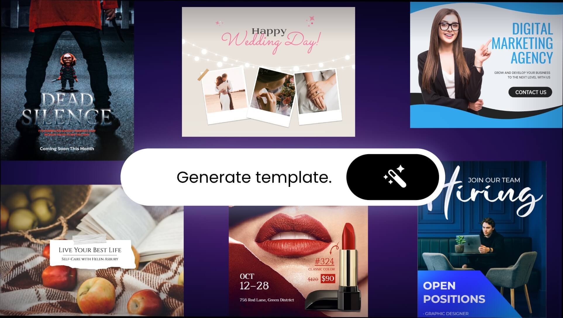 A banner image about using fotor ai template generator to create different types and styles of templates