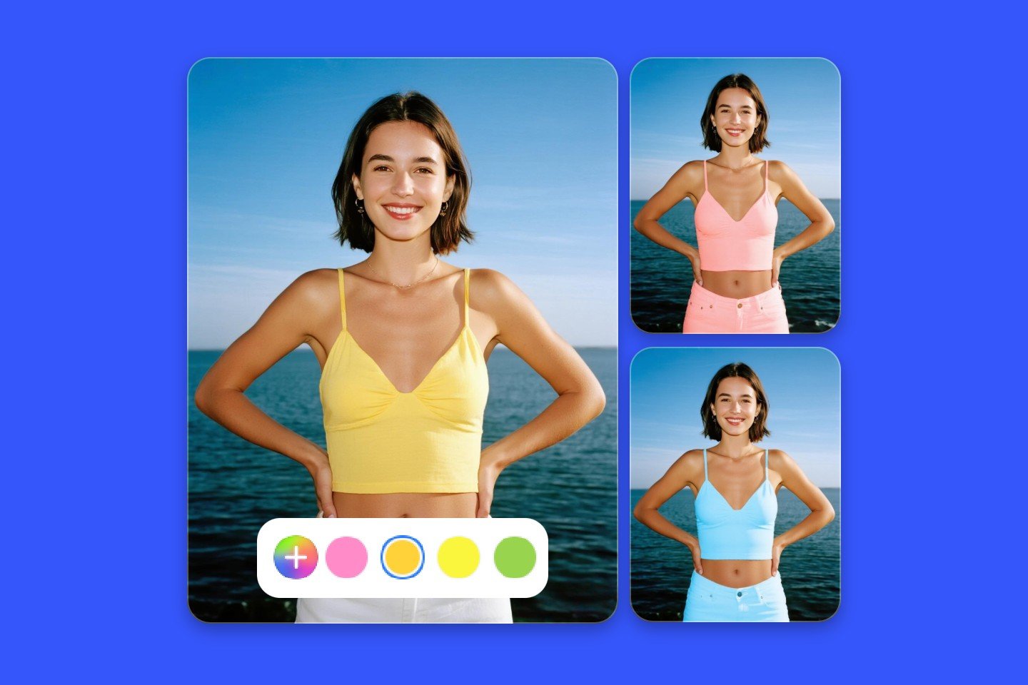 A girl uses ai clothes color changer to change her outfit color