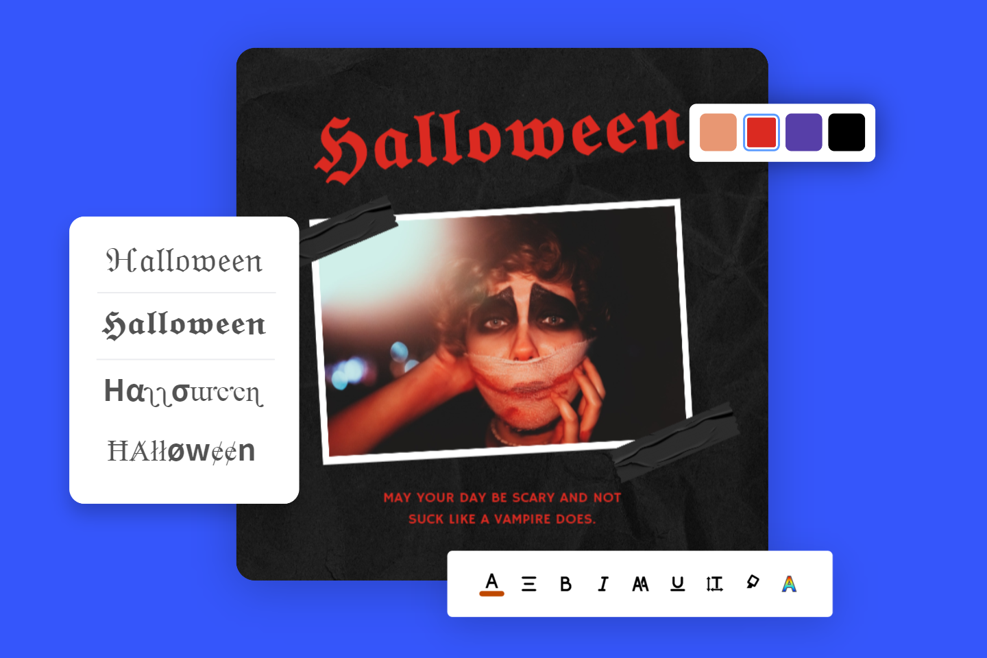 A halloween poster with gothic fonts made by fotor gothic font generator